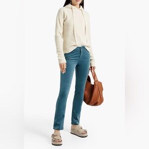 Loro Piana Cotton Blend Velvet Skinny Pant Teal Color